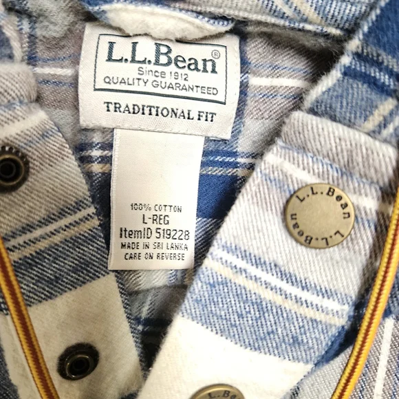 LL Bean Men's Scotch Plaid Flannel Shacket Anorak Traditional Fit Size L - Reg - Picture 4 of 11